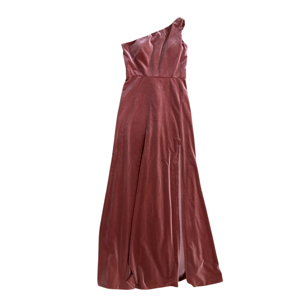 Jenny Yoo Collection Cybill Gown Velvet Formal Dress One-Shoulder‎ Rose Size 8
